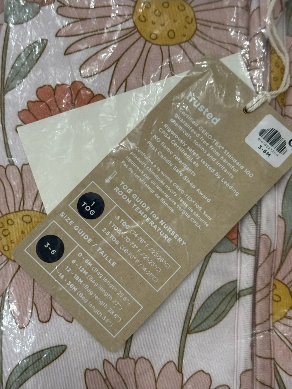 GÜNAMUNA Beauty Floral Footie Sleep Bag 1.0 TOG 3-6M NWT Sealed